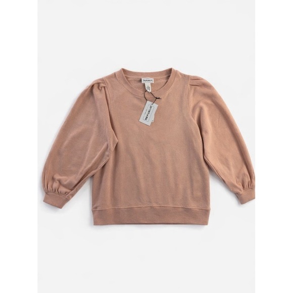 For The Republic Women's NWT Peach Medium 100% Cotton Pleated Sweatshirt - Picture 2 of 5